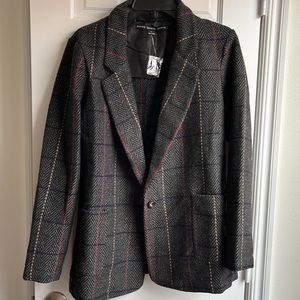 NEW HYFVE Charcoal Gray Plaid Blazer